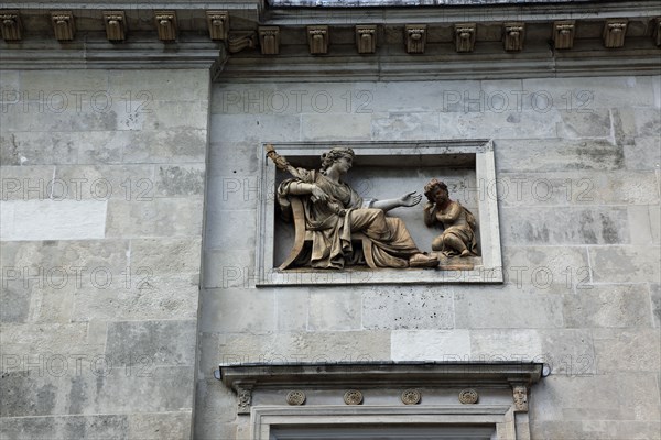 ENGLAND, East Sussex, Lewes, "High Street, Crown Court Building, details of carving."