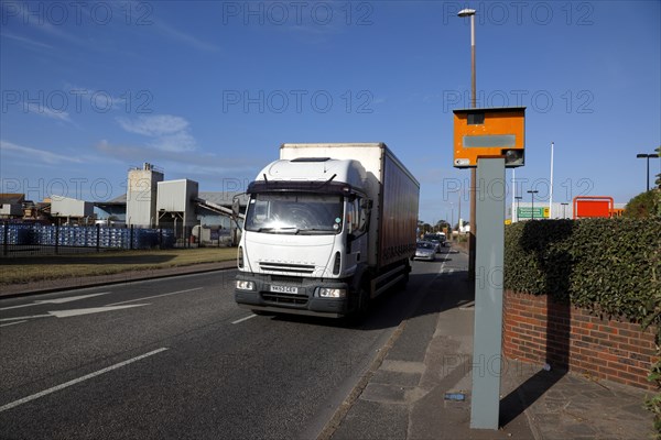 ENGLAND, West Sussex, Shoreham-by-Sea, Gatso traffic speed camera on main road.