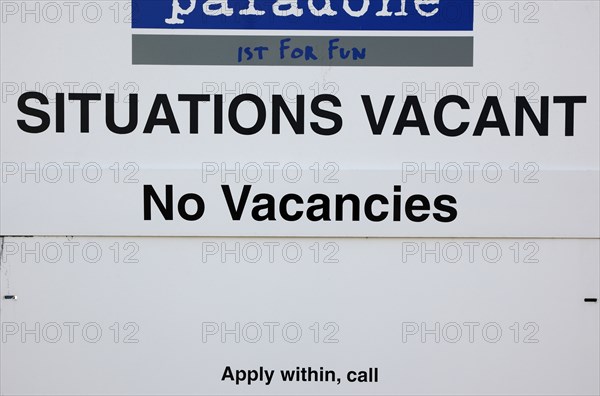 ENGLAND, West Sussex, Shoreham-by-Sea, Situations Vacant sign outside factory. No Vacancies.