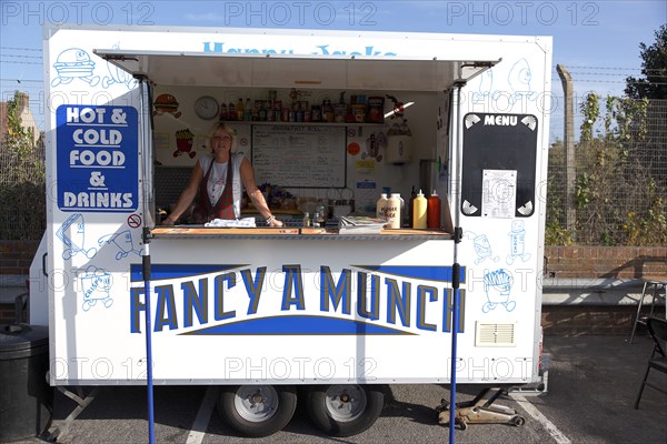 ENGLAND, West Sussex, Shoreham-by-Sea, "Fancy a Munch, Happy Jacks mobile food stall selling hot drinks and sandwiches. Stephen Rafferty"