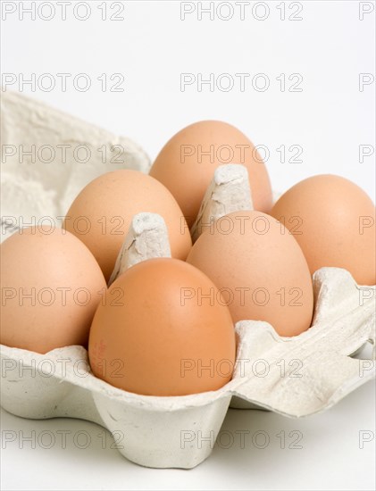 FOOD, Uncooked, Eggs, Box of six free range eggs.