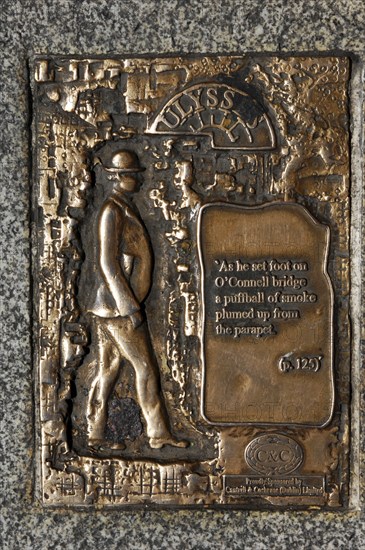 IRELAND, Dublin, Joyces Ulysses Bronze Plaque OConnell Street.