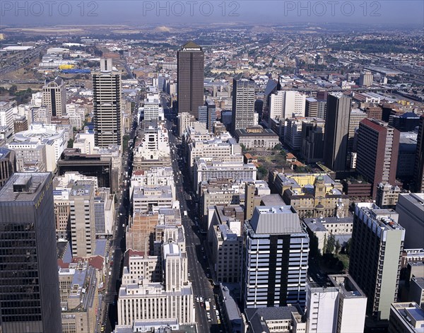 South Africa, Guateng, Johannesburg, Aerial view over the city.