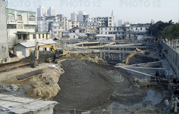 China, Guangdong, Shenzen, Building construction site.