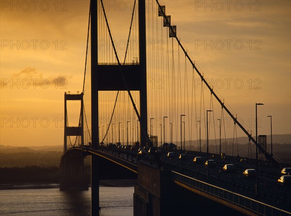 England, Bristol, Severn Bridgein eveing light.