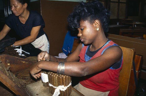 CUBA, Havana, Women working in cigar factory.