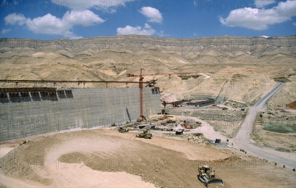 Jordan, Wadi Mujib, dam under construction in 2003.