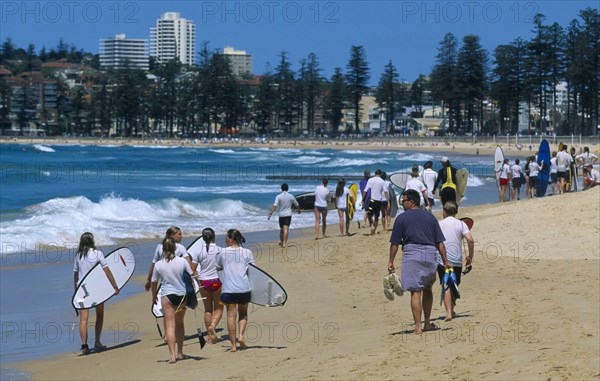 Australia, New South Wales, Sydney, Manly beach surf class.