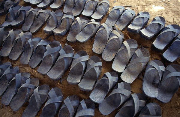 Kenya, Dadaab, Rubber sandals made from recycled car tyres.