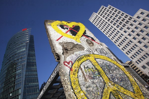 Germany, Berlin, section of the Berlin wall at Potsdamer Platz.