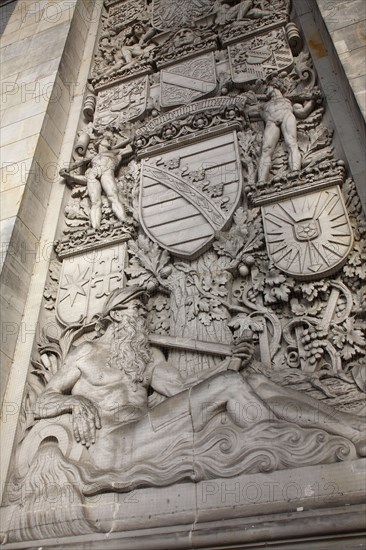 Germany, Berlin, Detail of the frieze at the entrance to the Reichstag.