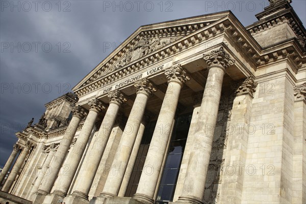 Germany, Berlin, Reichstag building entrance.