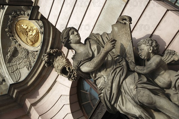 Germany, Berlin, statue at entrance to History Museum.