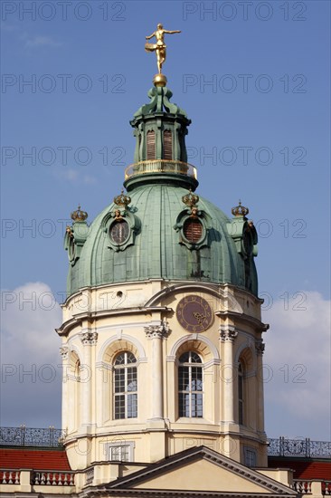 Germany, Berlin, Dome and clock of the Charlottenburg Palace.