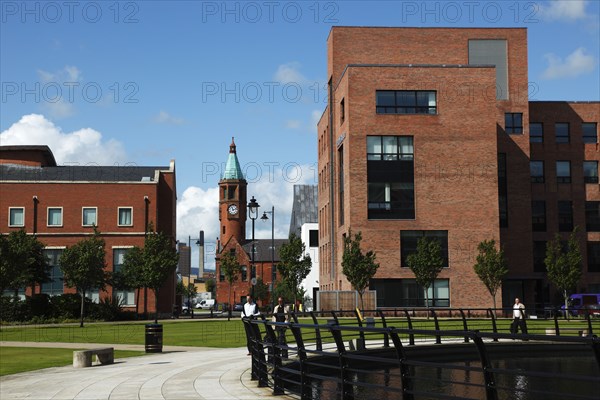 Ireland, North, Belfast, Modern redevelopment of the former Gas Works brown field regeneration.Office, Call Centres and Hotels.