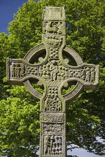 IRELAND, County Louth, Monasterboice Monastic Site, the West Cross  upper section of the east face.