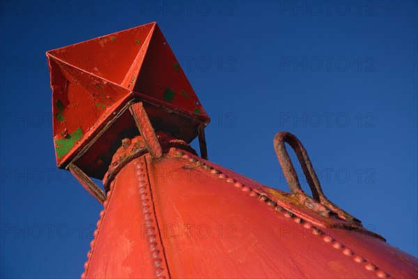 IRELAND, County Wexford, Hook Head Lighthouse, Red container in lighthouse grounds.