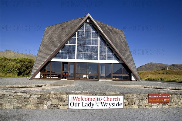 IRELAND, County Galway, Connemara, Our Lady of the Wayside Church on the edge of the Twelve Bens.