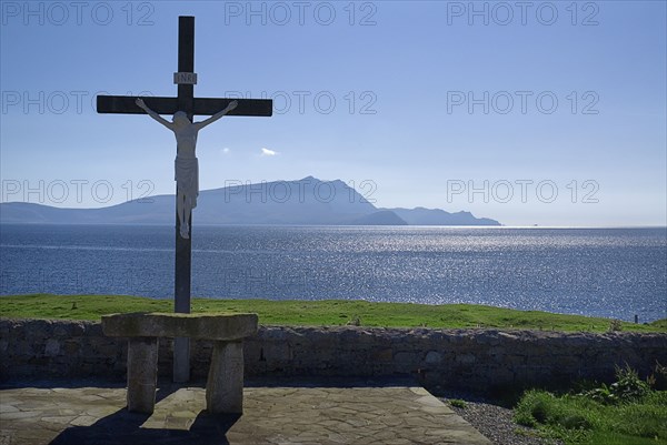 IRELAND, County Mayo, Mullet Peninsula, View from Blacksod Point, most southerly point on the peninsula with Achill Island in the background.