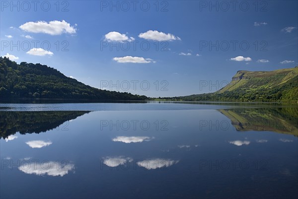 IRELAND, County Sligo, Glencar Lake, Reflection of Kings Mountain.