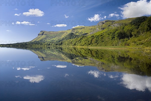 IRELAND, County Sligo, Glencar Lake, Reflection of Kings Mountain.