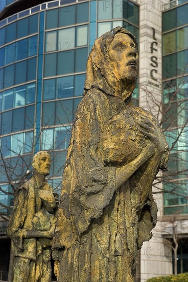 IRELAND, County Dublin, Dublin City, Famine Memorial  The sculpture is dedicated to a million Irish people forced to emigrate during the 19th century Irish Famine, bronze sculptures were designed and crafted by Dublin sculptor Rowan Gillespie, presented to the City of Dublin in 1997.