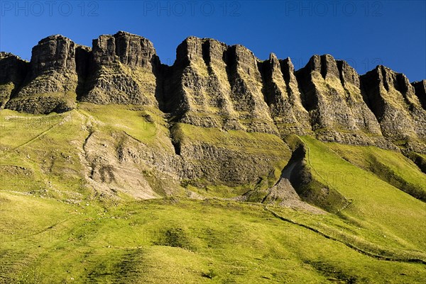 IRELAND, County Sligo, Ben Bulben Mountain, Close up of some of the mountains crevices.