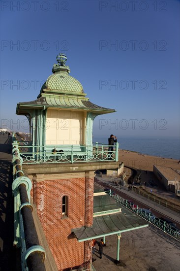 England, East Sussex, Brighton, Kemptown, Elevator between Marine Parade and the lower esplanade of AMdeira Drive. Lift exits into the Concorde 2 nightclub and music venue.