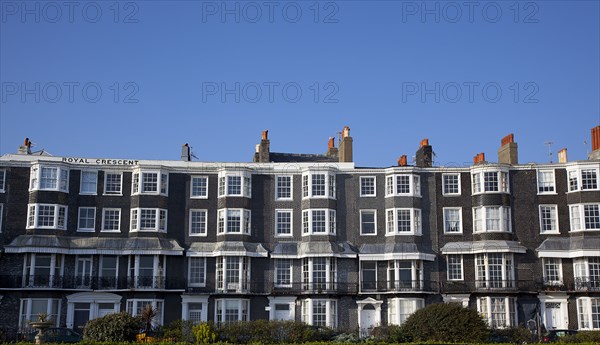 England, East Sussex, Brighton, Kemptown, Royal Crescent Victorian terraced houses on Marine Parade.