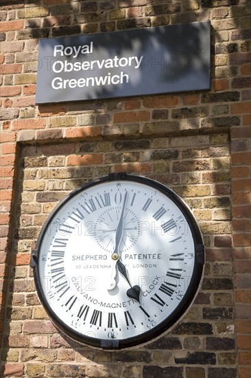 England, London, Greenwich Royal Observatory Clock.