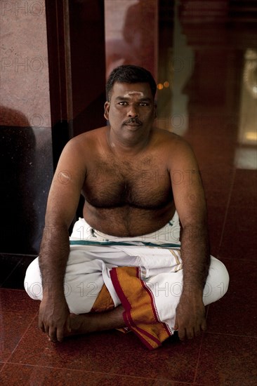 Malaysia, Kuala, Lumpur, Sri Mahamariamman Temple, Portrait of a Hindu religious man, Jln Tun HS Lee.