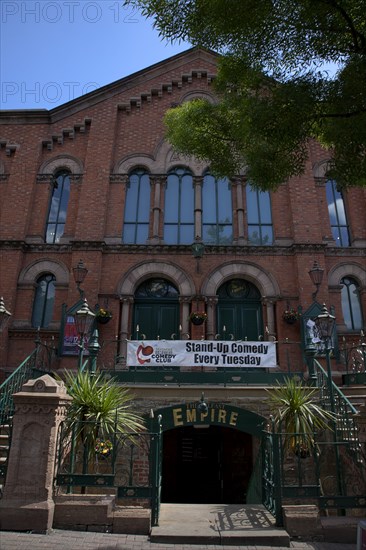 Ireland, North, Belfast, Botanic Avenue, Entrance to the Empire Music Hall bar and comedy club, a former Church.