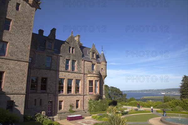 Ireland, North, County Antrim, Belfast Castle with ornate gardens and grounds over looking the city and Lough.