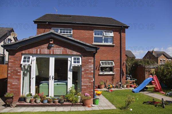 Architecture, Housing, Detached Houses, Modern development in former green field site with day room extension.