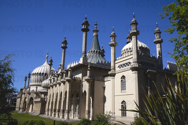 England, East Sussex, Brighton, The Royal Pavilion, 19th century retreat for the then Prince Regent, Designed by John Nash in a Indo Sarascenic style.