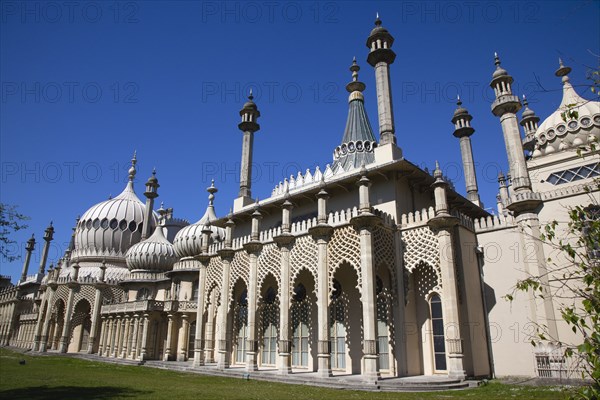 England, East Sussex, Brighton, The Royal Pavilion, 19th century retreat for the then Prince Regent, Designed by John Nash in a Indo Sarascenic style.