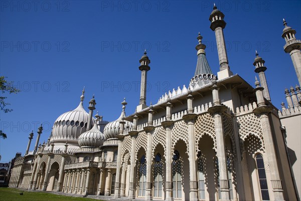 England, East Sussex, Brighton, The Royal Pavilion, 19th century retreat for the then Prince Regent, Designed by John Nash in a Indo Sarascenic style.