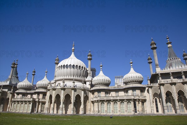 England, East Sussex, Brighton, The Royal Pavilion, 19th century retreat for the then Prince Regent, Designed by John Nash in a Indo Sarascenic style.