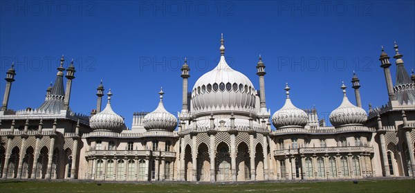 England, East Sussex, Brighton, The Royal Pavilion, 19th century retreat for the then Prince Regent, Designed by John Nash in a Indo Sarascenic style.