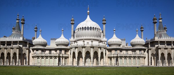 England, East Sussex, Brighton, The Royal Pavilion, 19th century retreat for the then Prince Regent, Designed by John Nash in a Indo Sarascenic style.