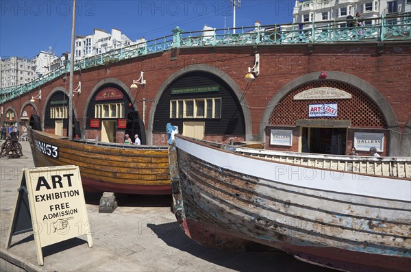 England, East Sussex, Brighton, Exterior of the fishing museum and art galleries under promenade arches.