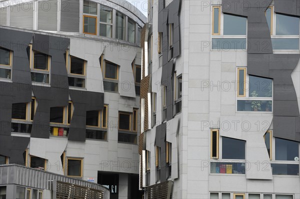 Edinburgh, Lothian, Scotland. Holyrood Scottish Parliament Buillding designed by Enric Miralles. Scotland Scottish Great Britain UK GB United Kingdom Edinburgh Lothian Architecture Modern Politics Political Parliament Buildings Building Architecture Exterior Government Offical Europe European Capital Holyrood Facade Alba British Isles Color Gray Great Britain Northern Europe Parliment United Kingdom Colour Grey