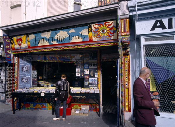 Brighton, East Sussex, England. North Laines Borderline record shop in Gardner Street. European Great Britain Northern Northern Europe Store UK United Kingdom