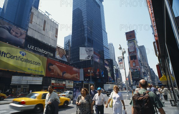 New York City, New York State, USA. Busy street scene in Times Square North America United States of America