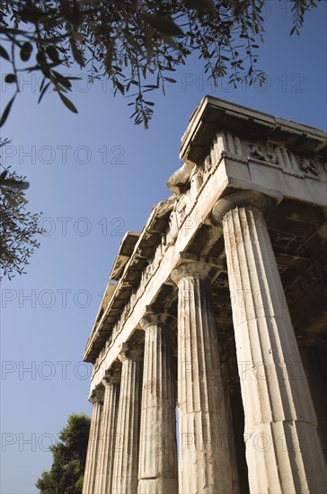 Athens, Attica, Greece. Temple of Hephaestus eastern face. Greece Greek Attica Athens Temple Hephaestus Tourist Europe European Vacation Holiday Holidays Travel Destination Tourism Ellas Hellenic Ancient Ruin Ruins Column Columns Atenas Athenes Destination Destinations Ellada History Historic Sightseeing Southern Europe Tourists