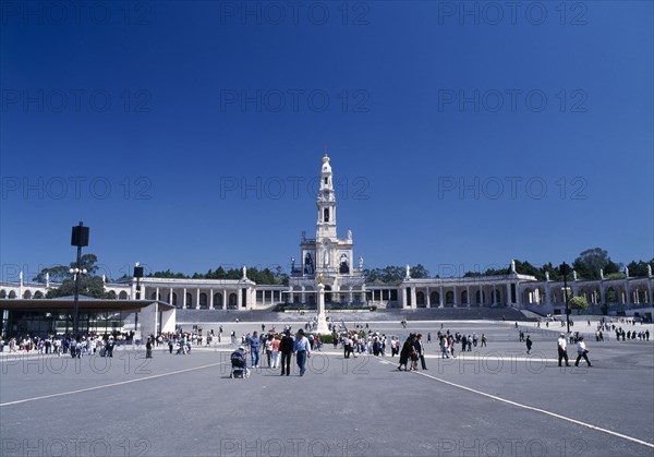 Fatima, Biera Litoral, Portugal. View of the church & shrine with pilgrims Portuguese Religion Southern Europe