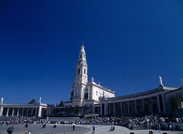 Fatima, Biera Litoral, Portugal. View of the church & shrine with pilgrims Portuguese Religion Southern Europe