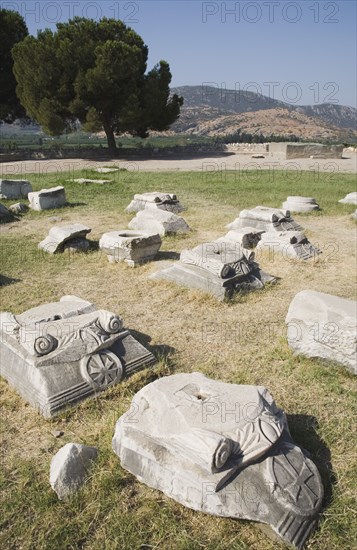 Selcuk, Izmir Province, Turkey. Masonry ruins from the 6th century Basilica of St. John the Apostle. Turkey Turkish Eurasia Eurasian Europe Asia Turkiye Izmir Province Selcuk Basilica St Saint John Apostle Ruin Ruins Destination Destinations European History Historic Middle East South Eastern Europe Western Asia