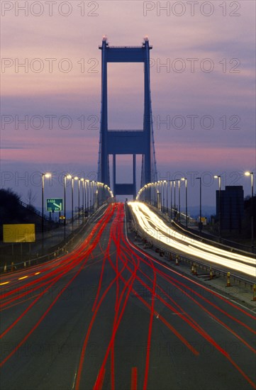 Bristol, England. Severn Bridge at night Great Britain Nite Northern Europe UK United Kingdom