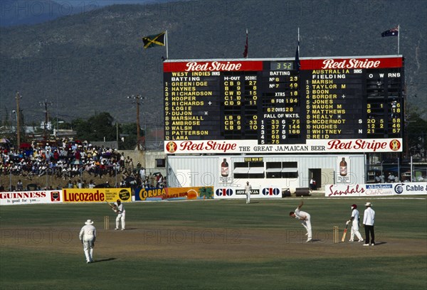 Kingston, Jamaica, West Indies. West Indies V Australia test series at Sabina Park cricket grounds. Antipodean Aussie Australian Jamaican Oceania Oz